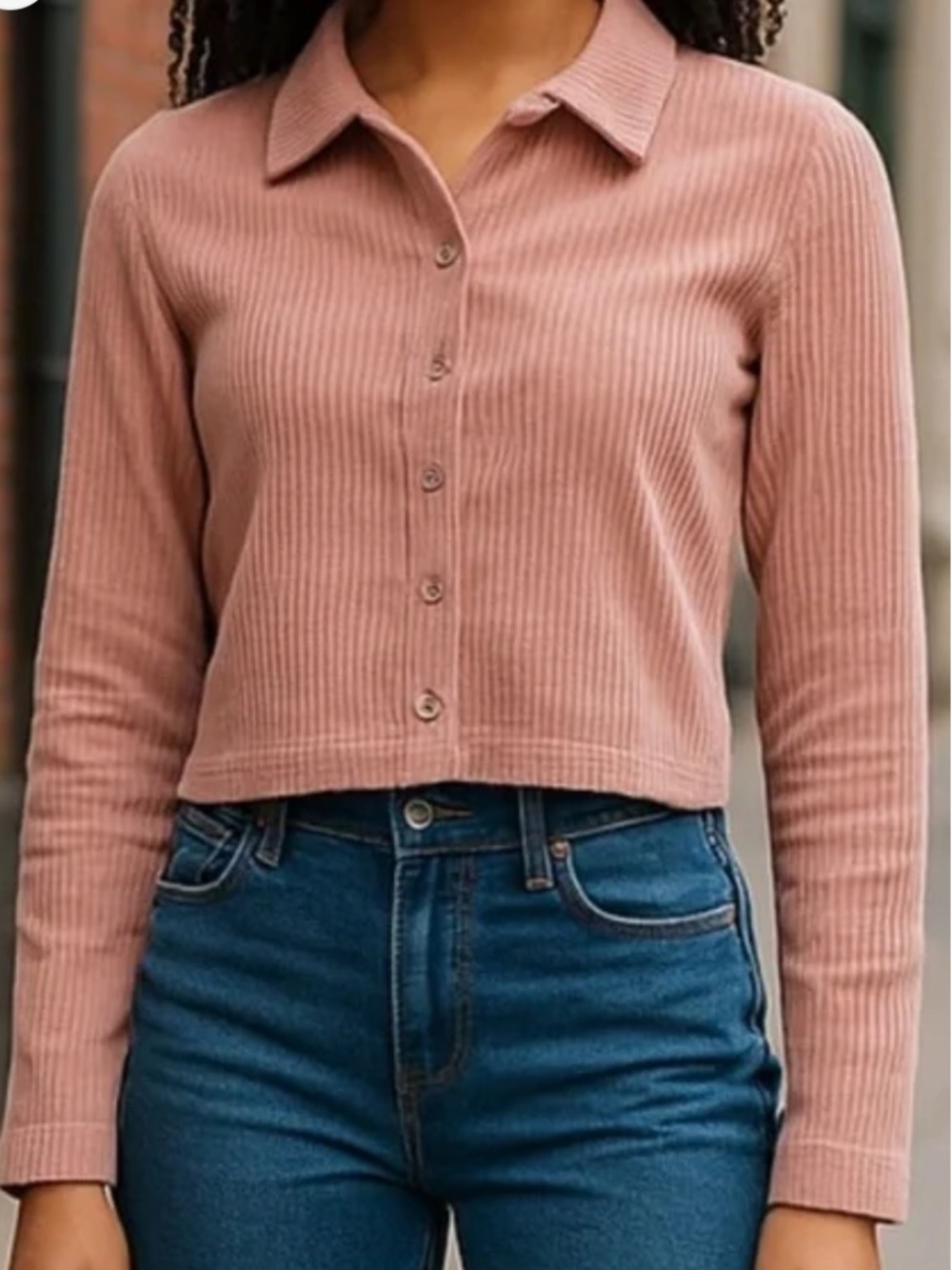 Sunday Best Pink Ribbed Button Down Lng Sleeve Shirt